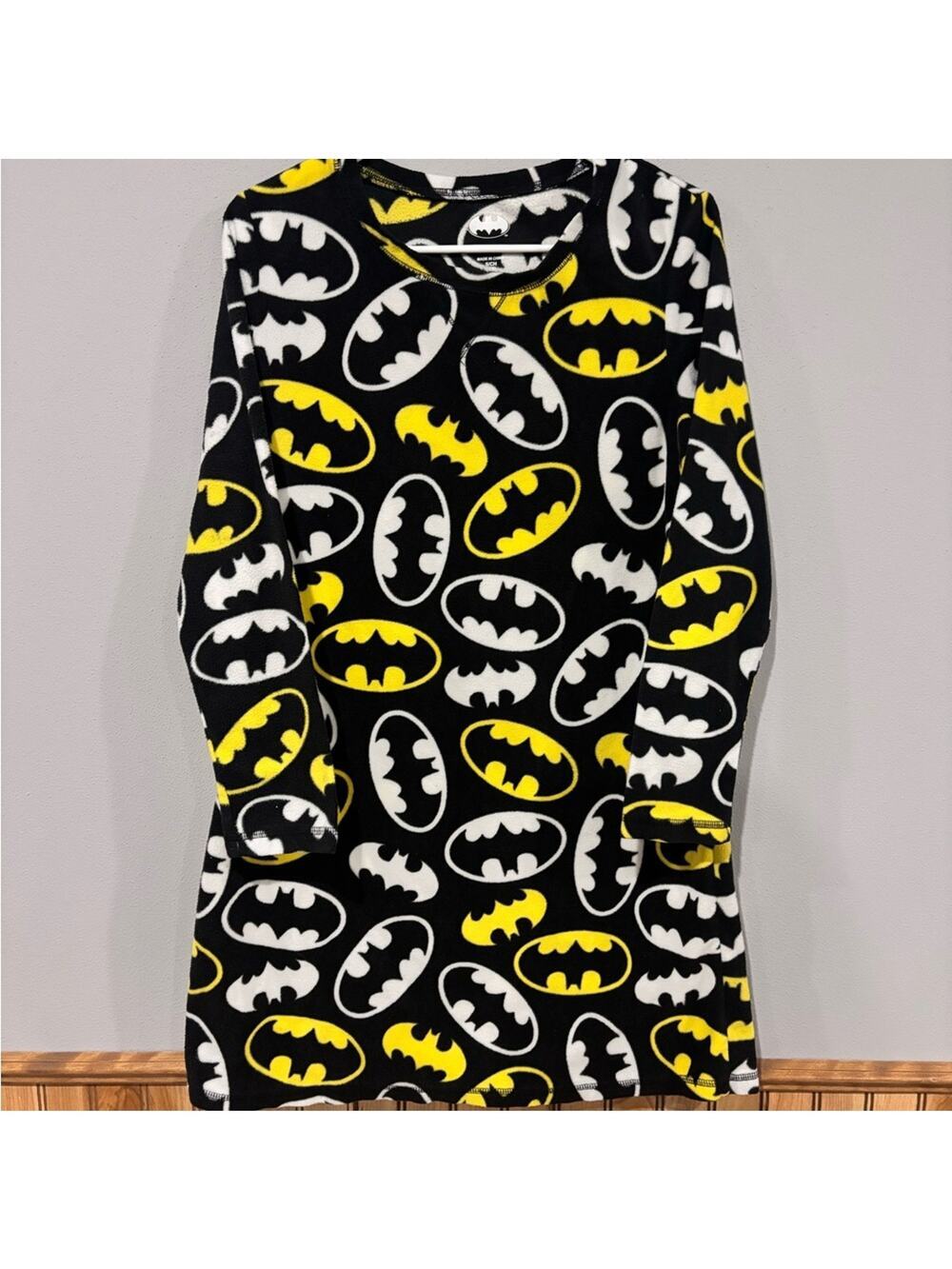 Batman Logo Long Sleeve Fleece Dress Size Small